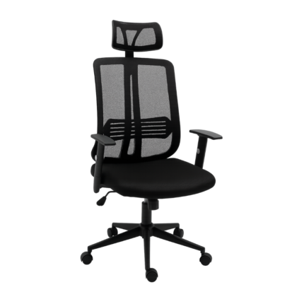 Fauteuil de bureau ergonomique en maille polyester noire – grand confort et hauteur réglable