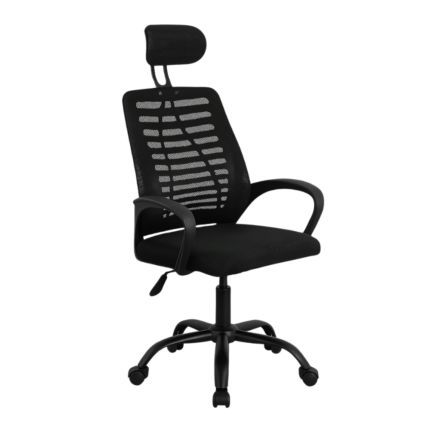 Chaise de Bureau Ergonomique avec Appui-Tête – Dossier en Maille Respirante et Support Lombaire – Pivotante et Réglable en Hauteur
