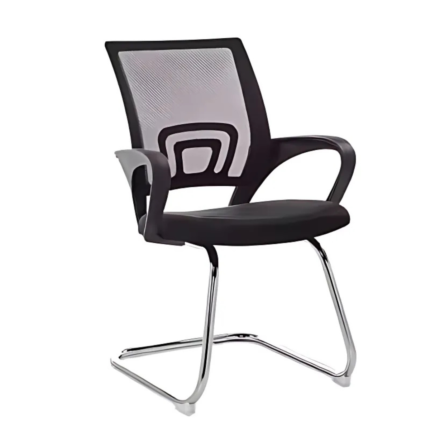 Chaise visiteur ergonomique en maille – piètement luge chromé