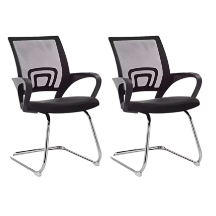 2 chaises visiteur ergonomiques en maille – piètement luge chromé